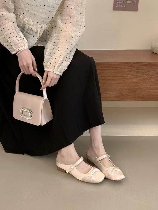 【GZ】无忧购法式温柔气质缎面浅口一脚蹬半拖鞋678-11（截单后7天发货) 商品图7