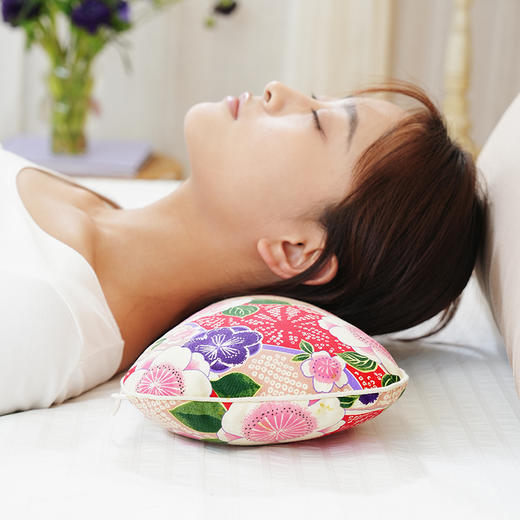 樱花系列艾草荞麦枕颈椎枕荞麦壳圆枕头睡眠支撑专用护颈枕成人高端 商品图4