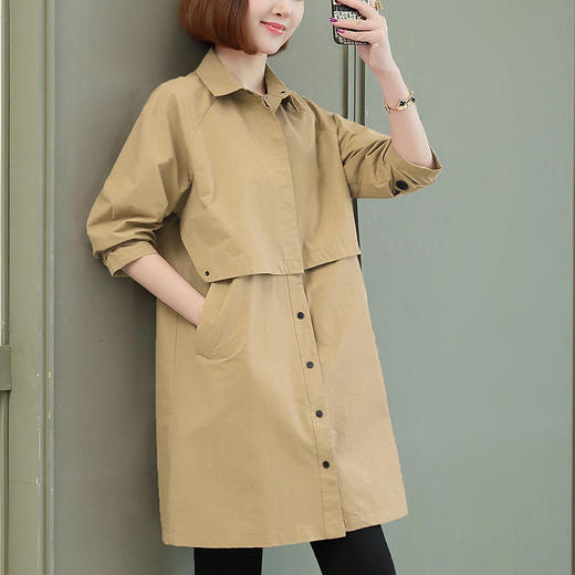 丁摩 高档女风衣中长款大衣春秋季新款高端气质时尚休闲薄款外套5ZF-7006 商品图3