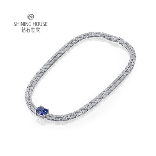 【蓝宝石项链】钻石世家 18K金蓝宝石镶钻项链 高级设计珠宝系列 每一颗宝石都是大自然的宝物 深邃浓郁的幽兰光芒 丝绒静谧的高雅之美 商品图1