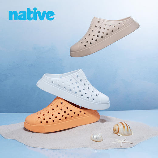 native春夏新品男女同款外穿一脚蹬半拖厚底洞洞鞋沙滩情侣拖鞋 商品图4