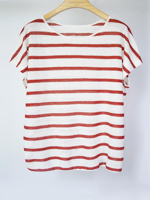 2025SS 有机亚麻条纹短袖针织衫 商品图4