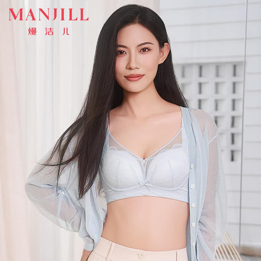 【商场同款】熳洁儿 蚕丝系列小胸聚拢文胸中厚杯蕾丝无钢圈亲柔棉25201518 商品图8