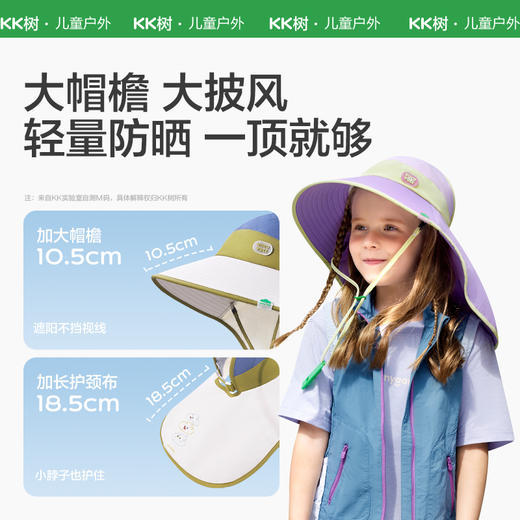 KK树儿童防晒帽防紫外线遮阳帽宝宝夏季男童女孩大帽檐空顶太阳帽云朵呼吸防晒帽 商品图2