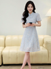 奢姿大码女装2025夏季胖妹妹时尚气质优雅复古短袖蕾丝立领连衣裙9952853316 商品缩略图2