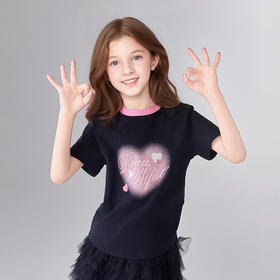笛莎Deesha 童装女童T恤2025夏新款女童爱心字母印花T恤
