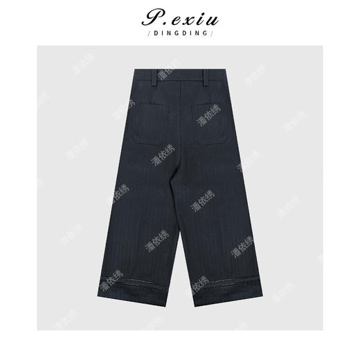 天丝亚麻镂空勾花拼接阔腿西装裤休闲裤 W-63050 商品图2