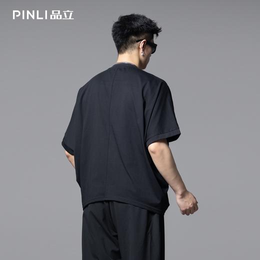 PINLI品立2025夏季新款男士宽松廓形哆啦A梦烫钻圆领短袖T恤上衣BG252111055 商品图2