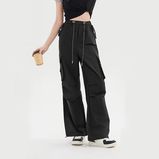 半身缘女裤 春夏简约户外抽绳直筒抽绳两穿工装裤DS502 商品图1