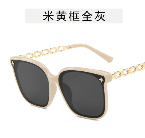 【细链条，星星太阳墨镜，让你瞬间成为焦点！】高级感墨镜 女款显脸小新款 链条腿星星太阳眼镜 大脸显瘦黑色墨镜-QQ 商品图5