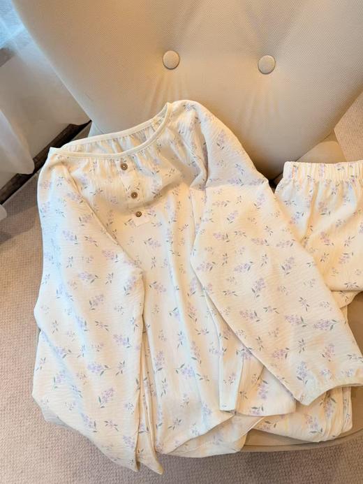 田园碎花丁香紫家居服套装 商品图2