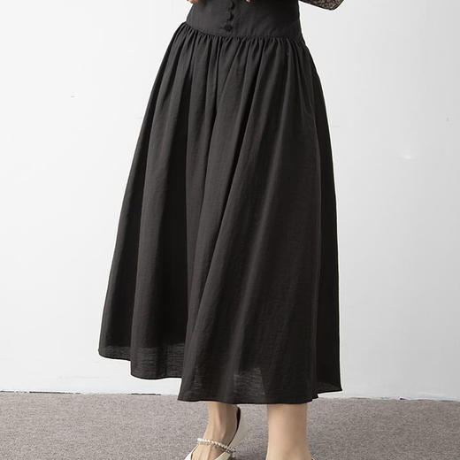 洛诗琳33220气质褶皱收腰半身裙2025夏季新款宽腰显瘦裙子60081 商品图4