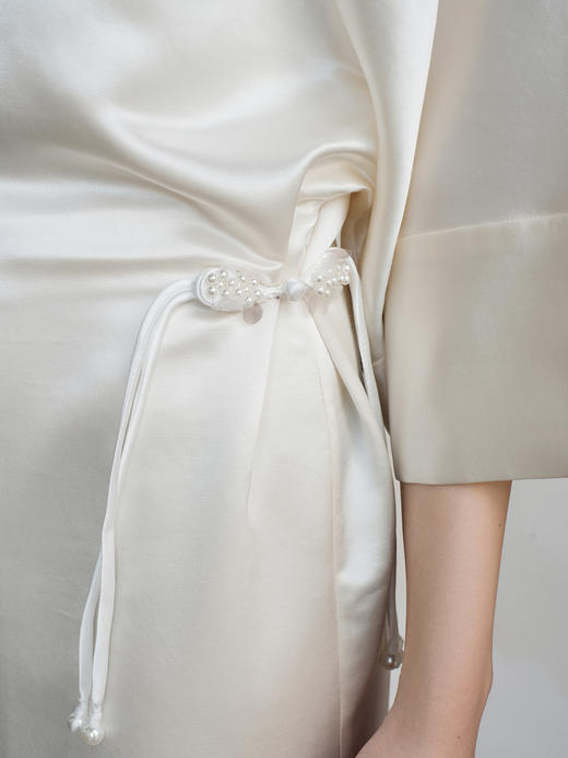 盛唐牡丹 | 丝毛新中式挽袖长裙 商品图4