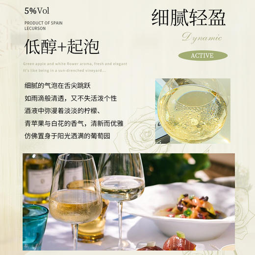 【低度气泡酒】西班牙进口莫斯卡托气泡酒甜白葡萄酒女士果酒 5%vol 商品图5