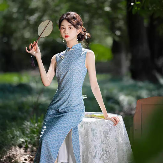 无袖改良素雅，民国风优雅印花旗袍LJX-854 商品图1