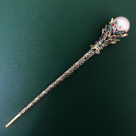 复古莲花珍珠发簪女汉服郁金香簪子古装步摇盘发钗子发饰品 商品图1