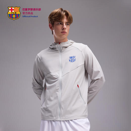 【官方正版】巴塞罗那俱乐部丨灰色防晒衣连帽款拉链口袋 商品图2
