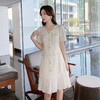 奢姿大码女装2026夏季胖妹妹V领轻奢优雅连衣裙单排扣气质裙子9952869215【1】 商品缩略图0