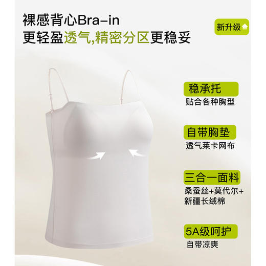 【免穿文胸】官网899！莫代尔桑蚕丝棉混纺一字领打底背心女 文胸吊带二合一带胸垫内衣 商品图7