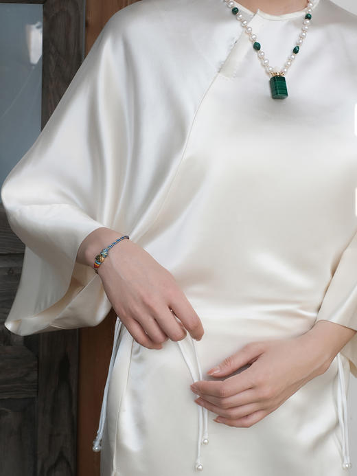 盛唐牡丹 | 丝毛新中式挽袖长裙 商品图2