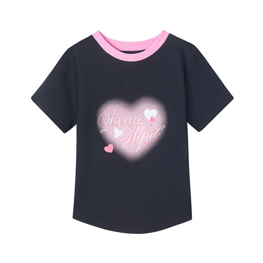 笛莎Deesha 童装女童T恤2025夏新款女童爱心字母印花T恤 商品图4