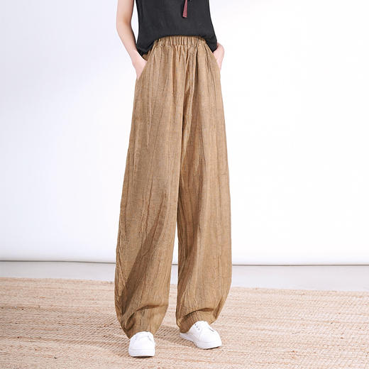 雀说苎麻扎染废土风休闲裤新款棉麻女装阔腿灯笼裤个性裤子ALTDA-9 商品图0