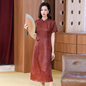 TC 221917重磅香云纱连衣裙时尚复古国风优雅裙