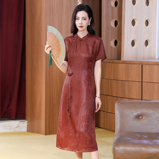 TC 221917重磅香云纱连衣裙时尚复古国风优雅裙 商品图0