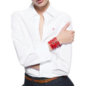 CHCH2025春夏休闲白色时髦衬衫女上衣修身设计感通勤衬衣