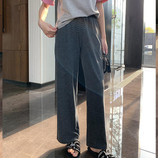 【清仓超15天不保价】奢姿大码女装2025夏季时尚宽松针织阔腿裤胖妹妹气质休闲百搭长裤9952535055 商品图2