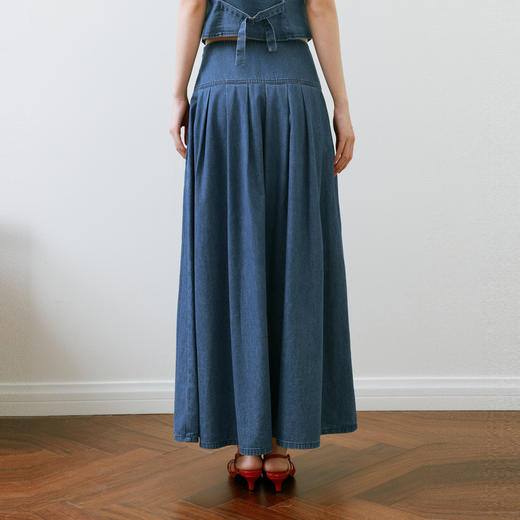 【严选】诗凡黎复古摩登牛仔半身裙2025夏新款古着色调轻量感A字中长裙7G4240291 商品图4