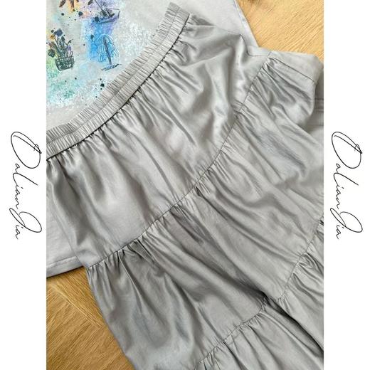 2025新品  佳佳同款【日落海滩】彩色图案休闲圆领T恤+质感松紧腰半身裙显瘦 商品图3