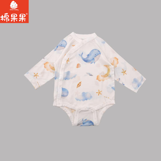 棉果果夏季男童女童舒适柔软防蚊5A抗菌莫代尔长袖偏襟三角连体衣M201710425205 商品图1