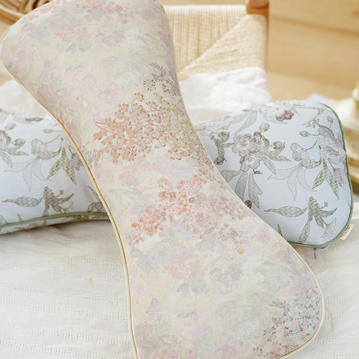 桃花夭夭系列艾草荞麦枕颈椎枕荞麦壳圆枕头睡眠支撑专用护颈枕成人高端 商品图2