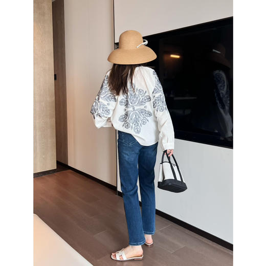 新年折扣 2504302   F牌 高腰 弹力9分 竹竿腿牛仔裤 商品图1