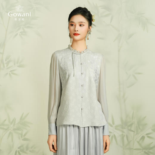 100%桑蚕丝乔万尼真丝衬衫新中式国风设计重工刺绣EM2C928 商品图2