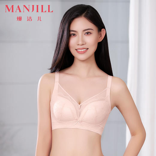 【商场同款】熳洁儿 蚕丝系列小胸聚拢文胸中厚杯蕾丝无钢圈亲柔棉25201518 商品图7