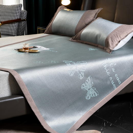 夏季冰丝席软凉席子 碳光藤席凉席三件套可折叠可机洗 商品图0