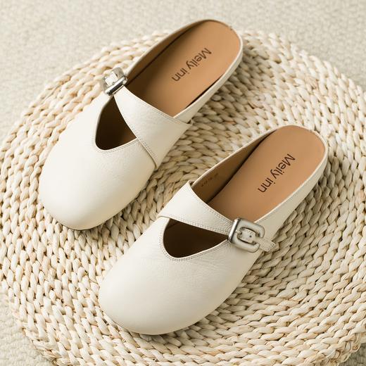 ✨🍃34-41码【半包拖鞋】20天发货，久站不累黑科技，牛皮面/羊皮里，半托穆勒鞋懒人鞋，2.5cm跟高，一脚蹬真皮包头半拖外穿懒人软底豆豆鞋 商品图7