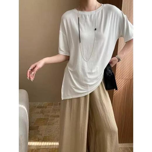 工厂直销 | “凉感面膜”系列  亲肤短袖 包容性强 不规则开叉中长款/防晒罩衫/V领短袖 商品图2