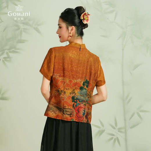 【瑞彩祥云】【香云纱】乔万尼28mm重磅真丝上衣旗袍领古典设计EM2C730 商品图4