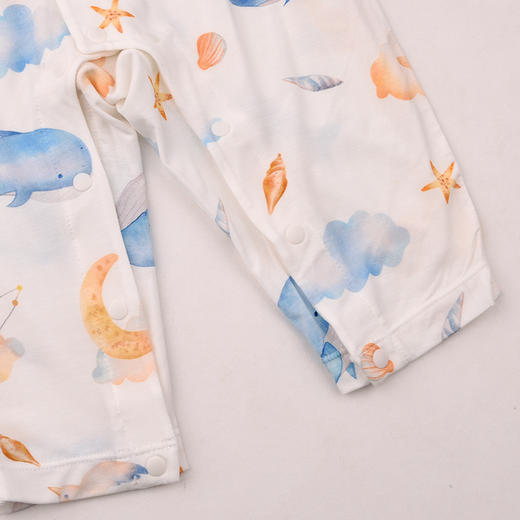 棉果果夏季男童女童舒适柔软哈衣爬服防蚊5A抗菌莫代尔长袖连体衣M201722425209 商品图3