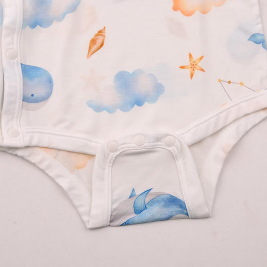 棉果果夏季男童女童舒适柔软防蚊5A抗菌莫代尔长袖偏襟三角连体衣M201710425205 商品图3