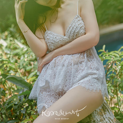 睫毛蕾丝微透吊带短裤套装度假必备套装 TZ54001 商品图3