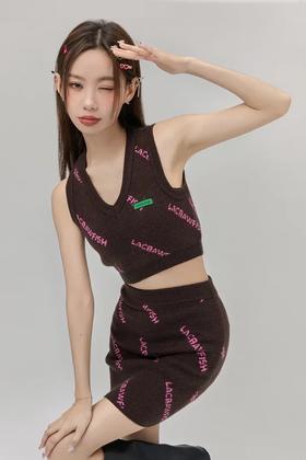 LA CRAWFISH 时髦甜酷辣妹针织背心半裙套装 17966
