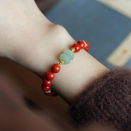 山晓·原创「涟莲」新中式南红手串女和田玉晴水并蒂莲文玩手链【该商品不支持用券】 商品图0
