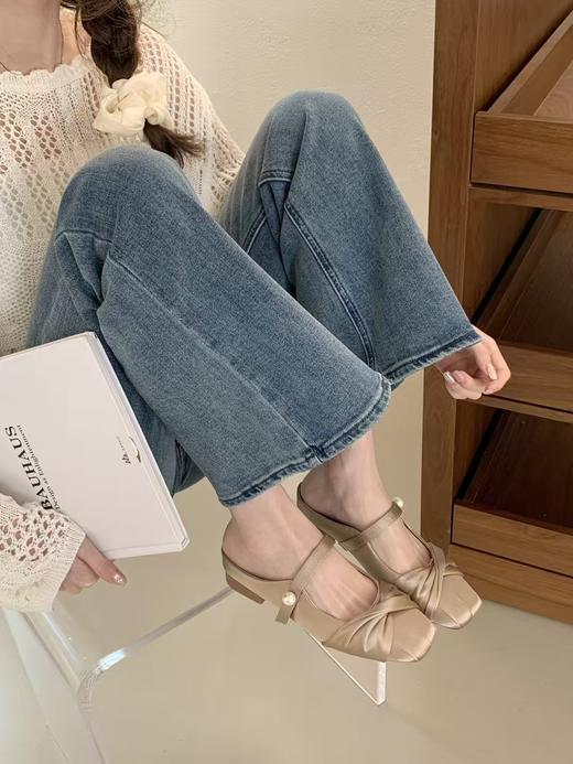 【GZ】无忧购法式温柔气质缎面浅口一脚蹬半拖鞋678-11（截单后7天发货) 商品图4