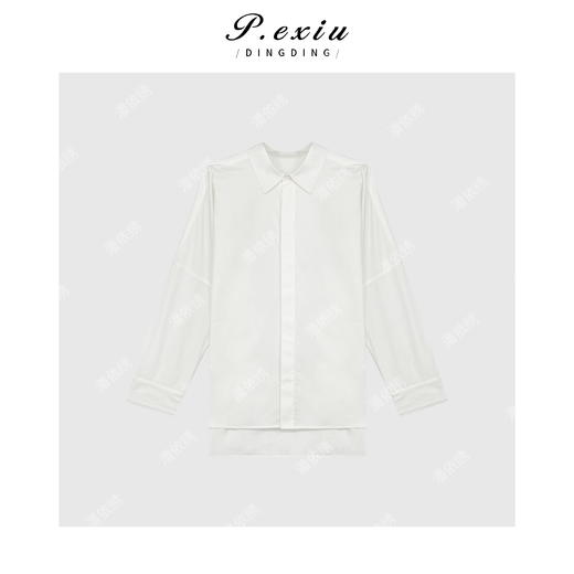 04-3潘依绣丁丁宠粉100%棉极简风设计感翻领长袖衬衫 W-62606 商品图1