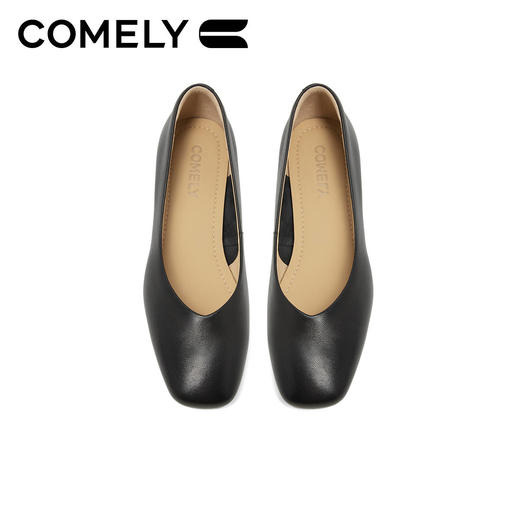 康莉KYQ5A115商场新款春季羊皮高跟鞋女粗跟女士单鞋黑色工作鞋 商品图4