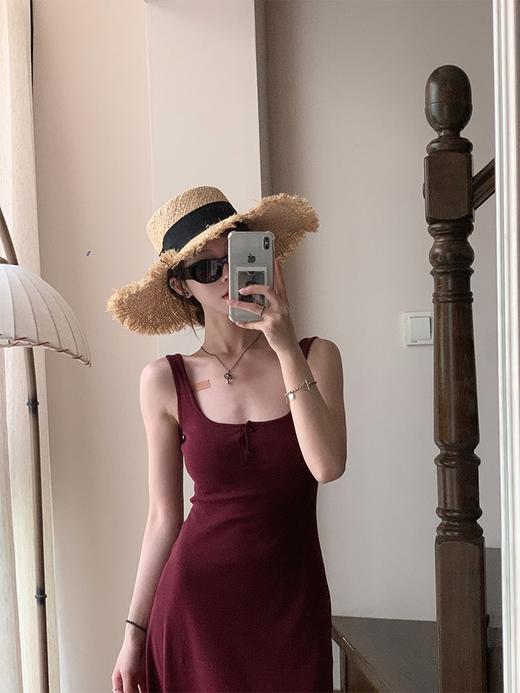 现货  超模裙 轻欧美肯豆风 门襟纽扣吊带连衣裙 商品图1